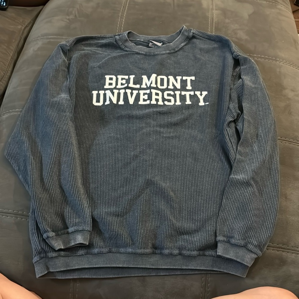 Belmont University Blue Corded Pullover Sweater Size Small